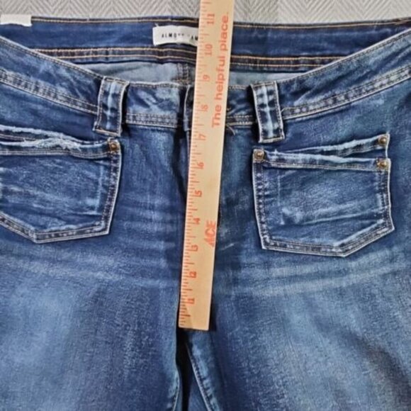 Almost Famous Jeans Women’s Size 13 Med Wash Boot Cut Denim Blue Stretch - Picture 16 of 16